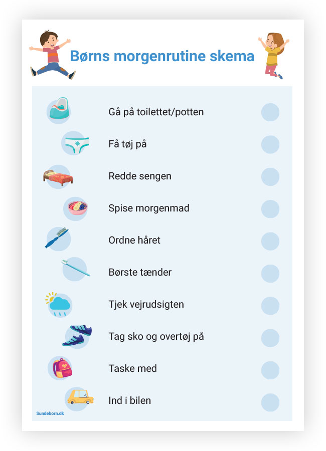 Børns morgenrutine skema